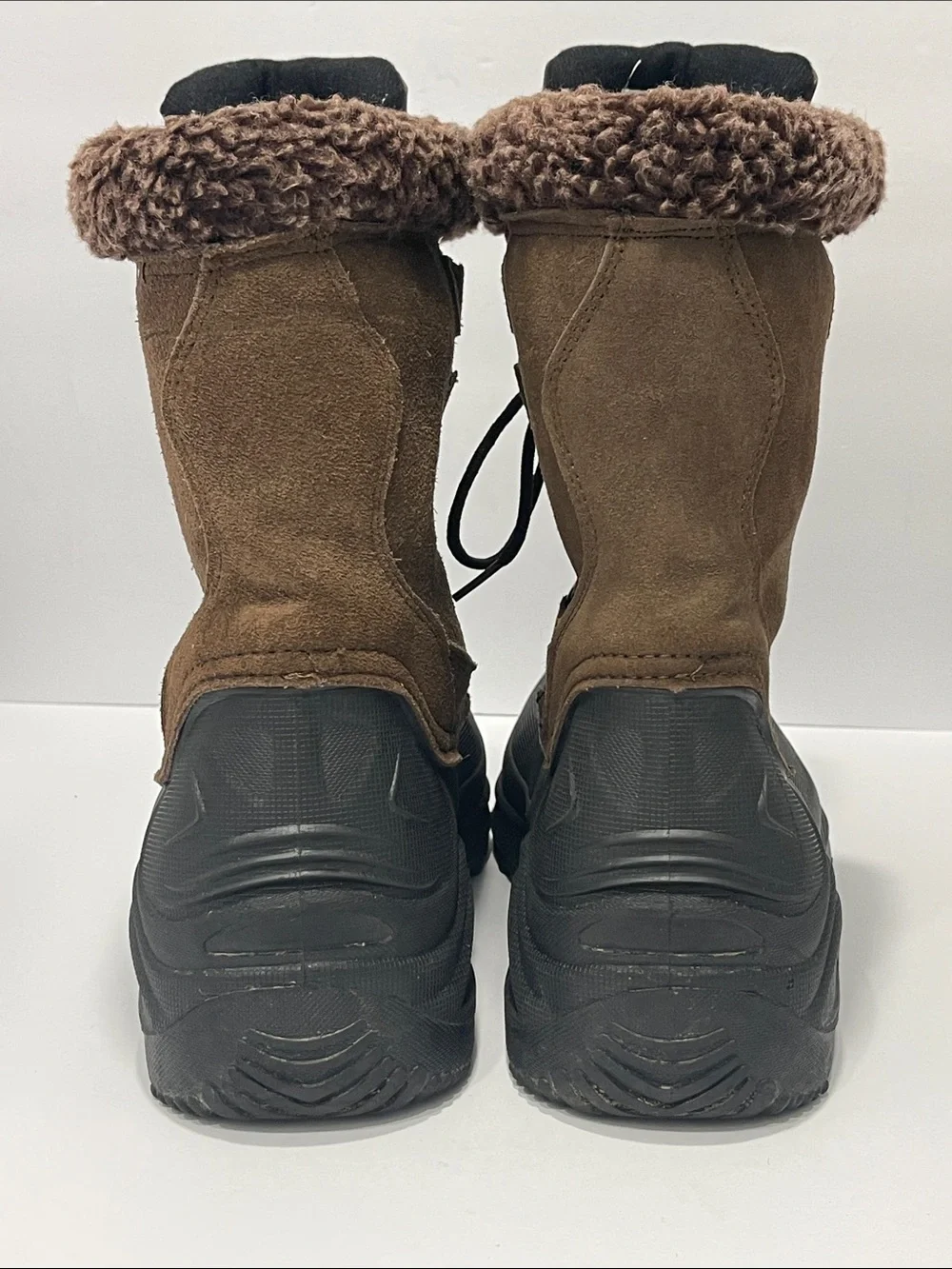 Itasca Thinsulate Brown Leather Winter Snow Boots Size 9 Faux Fur